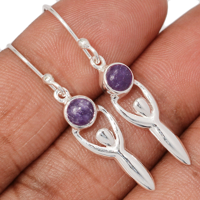1.5" Goddess - Purple Lepidolite Worry Stone Earrings - DSNE169
