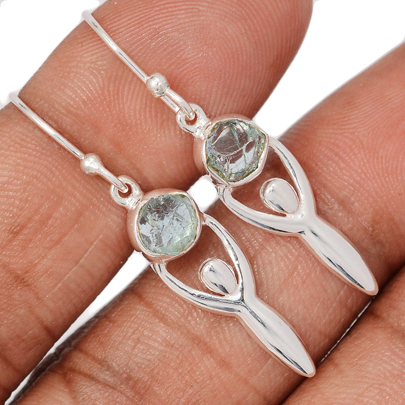 1.5" Goddess - Aquamarine Rough Earrings - DSNE184