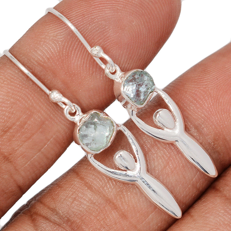 1.5" Goddess - Aquamarine Rough Earrings - DSNE187