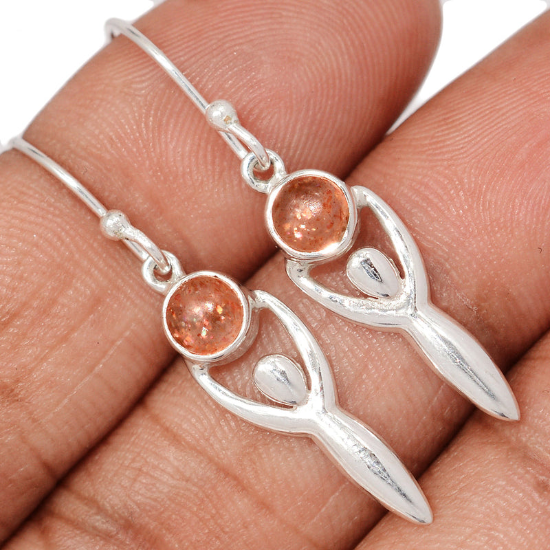 1.5" Goddess - Rainbow Sunstone Earrings - DSNE189