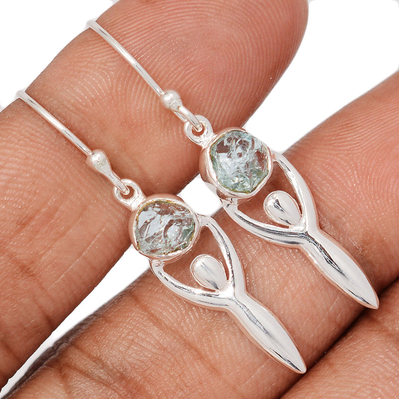 1.5" Goddess - Aquamarine Rough Earrings - DSNE191
