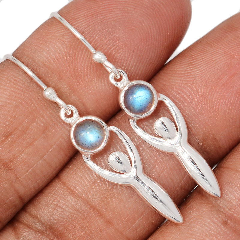 1.5" Goddess - Blue Fire Labradorite Earrings - DSNE193