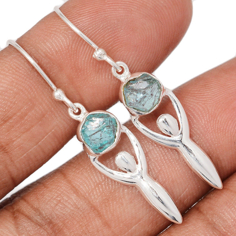 1.5" Goddess - Neon Blue Apatite Earrings - DSNE195
