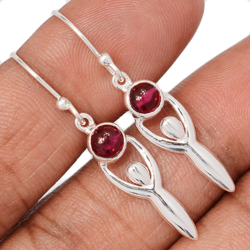 1.5" Goddess - Garnet Cabochon Earrings - DSNE196
