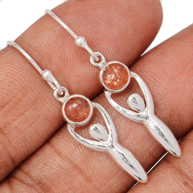 1.5" Goddess - Rainbow Sunstone Earrings - DSNE197