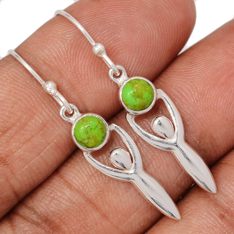 1.5" Goddess - Green Mohave Turquoise Earrings - DSNE198