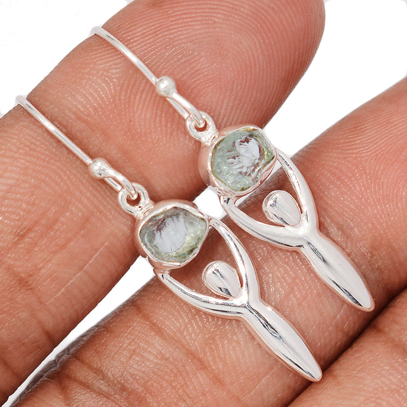 1.5" Goddess - Aquamarine Rough Earrings - DSNE202
