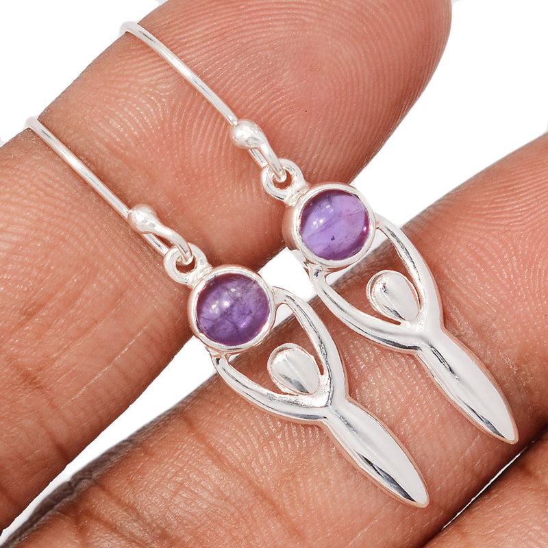1.5" Goddess - Amethyst Cabochon Earrings - DSNE204