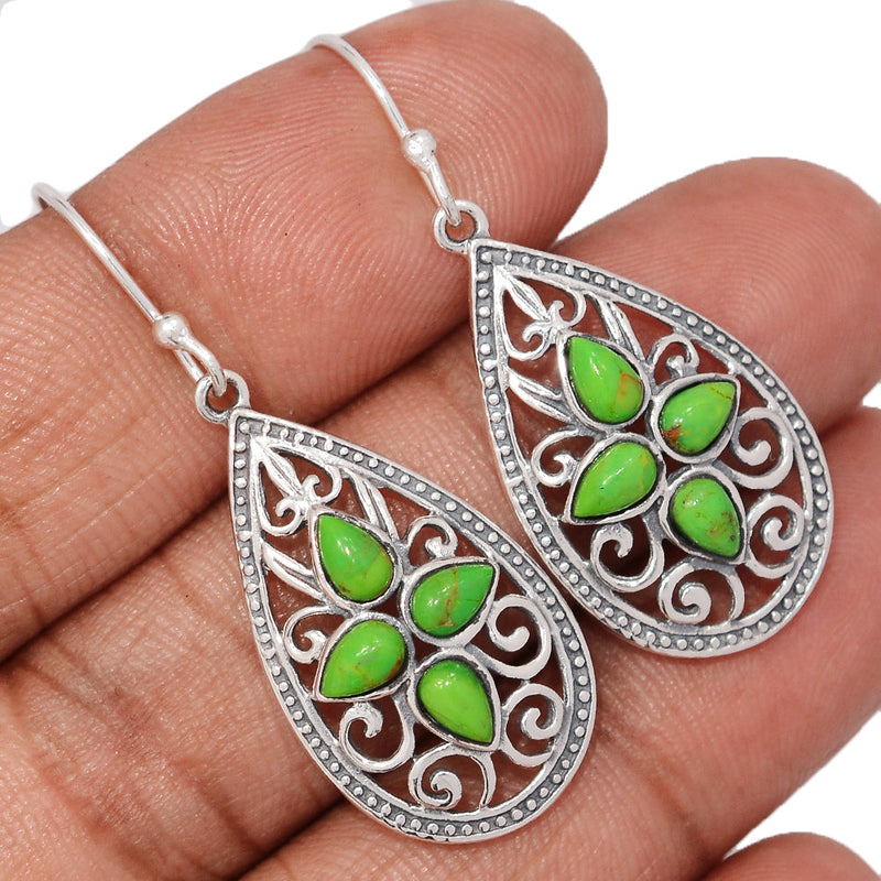 1.7" Southwest - Green Mohave Turquoise Earrings - DSNE207