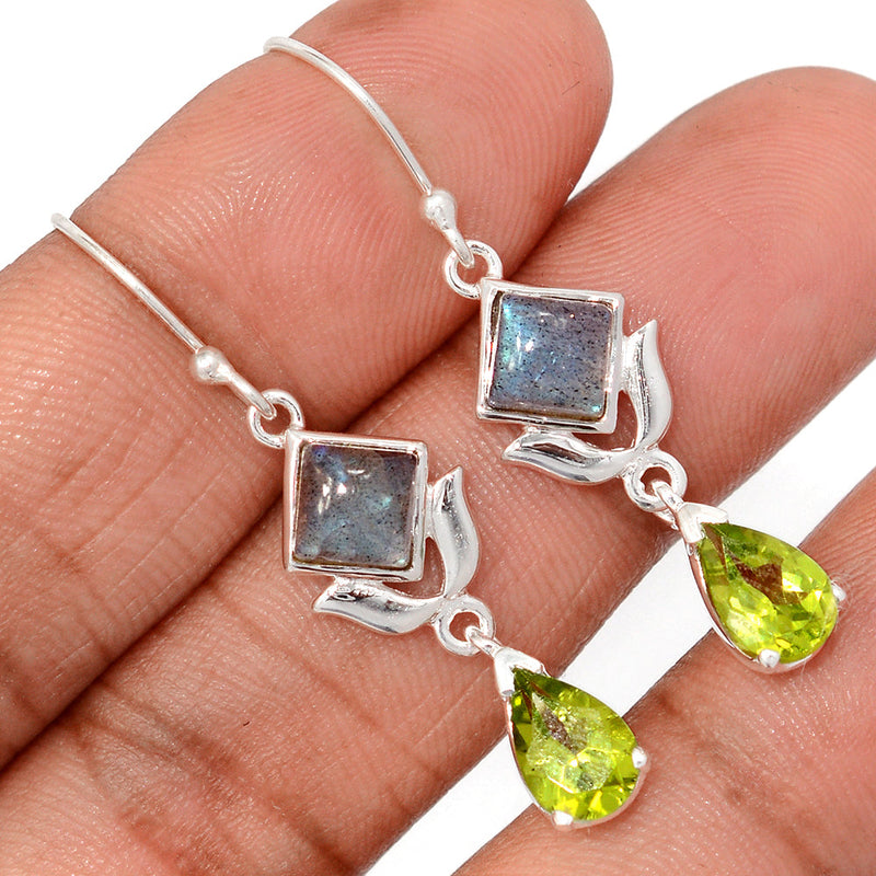 1.7" Designer - Peridot & Labradorite Earrings - DSNE236