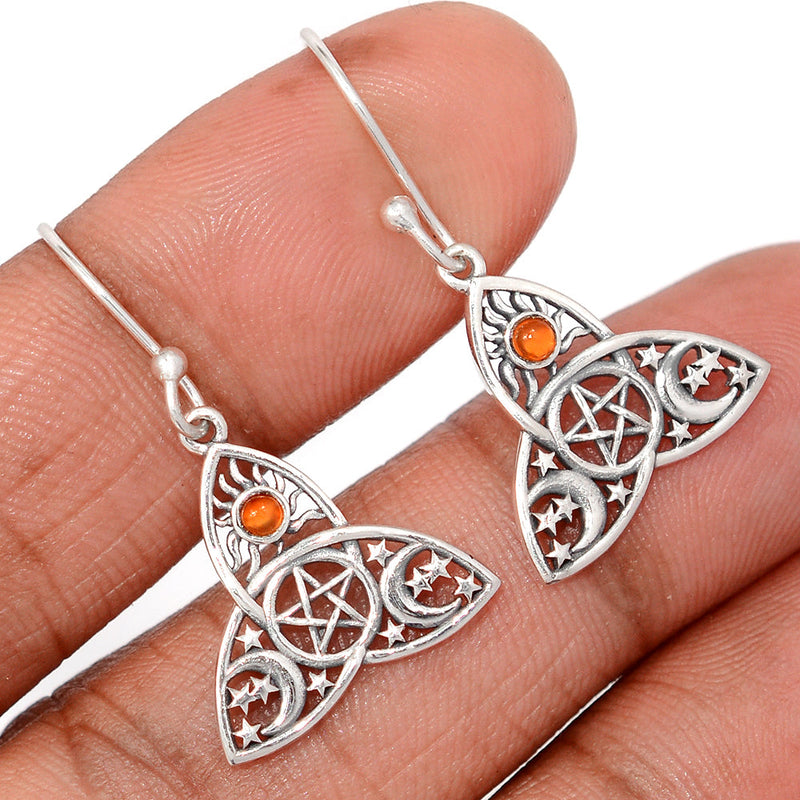 1.2" Celtic Moon, Sun & Star - Carnelian Earrings - DSNE262