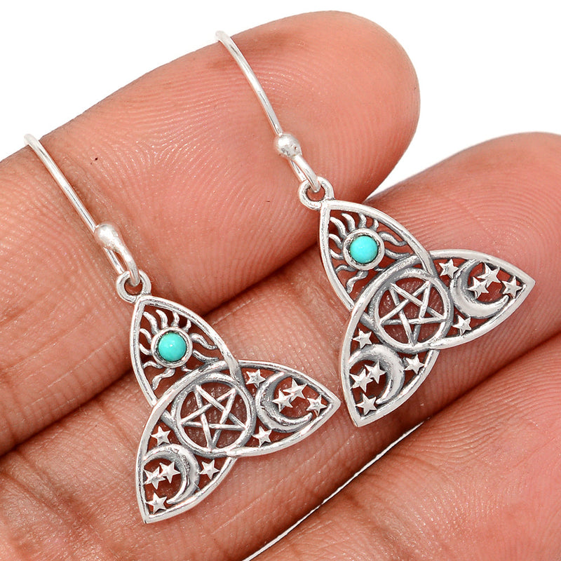 1.2" Celtic Moon, Sun & Star - Kingman Turquoise Earrings - DSNE263