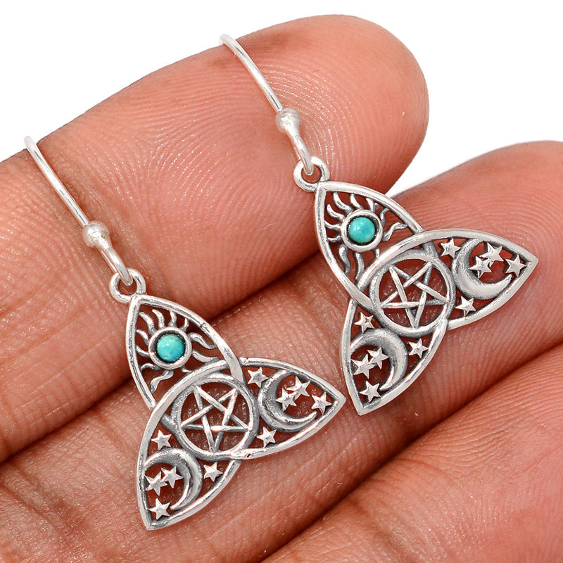 1.2" Celtic Moon, Sun & Star - Blue Mohave Turquoise Earrings - DSNE265