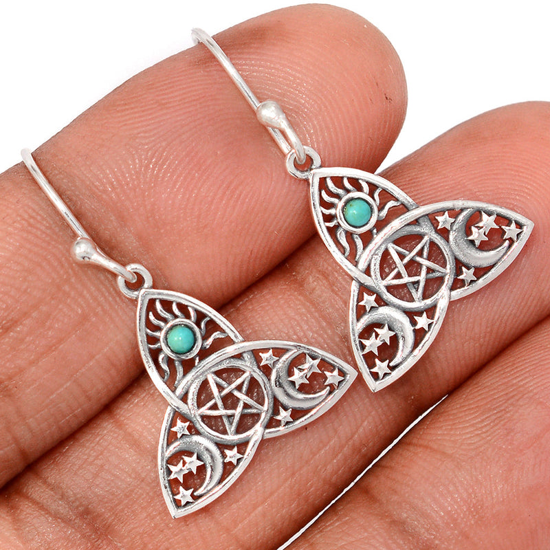 1.2" Celtic Moon, Sun & Star - Blue Mohave Turquoise Earrings - DSNE301