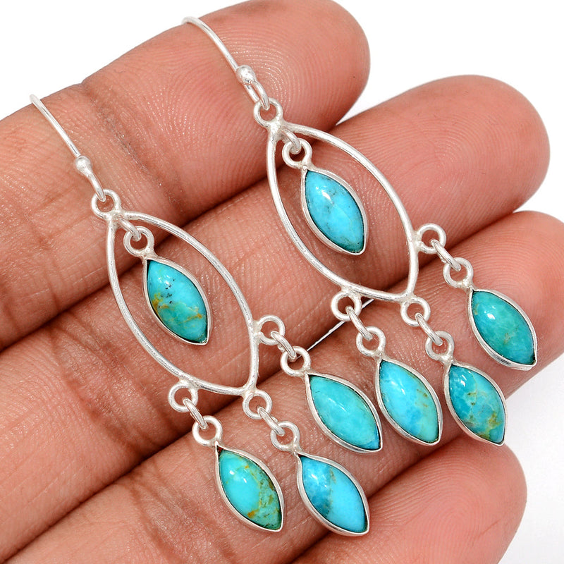 2.2" Jhumka - Blue Mohave Turquoise Earrings - DSNE349