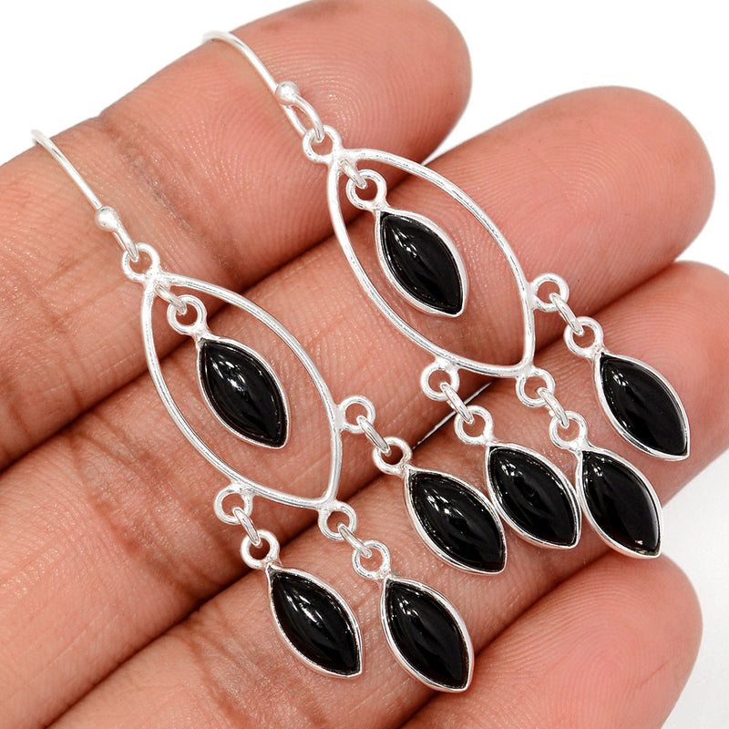 2.2" Jhumka - Black Onyx Earrings - DSNE352