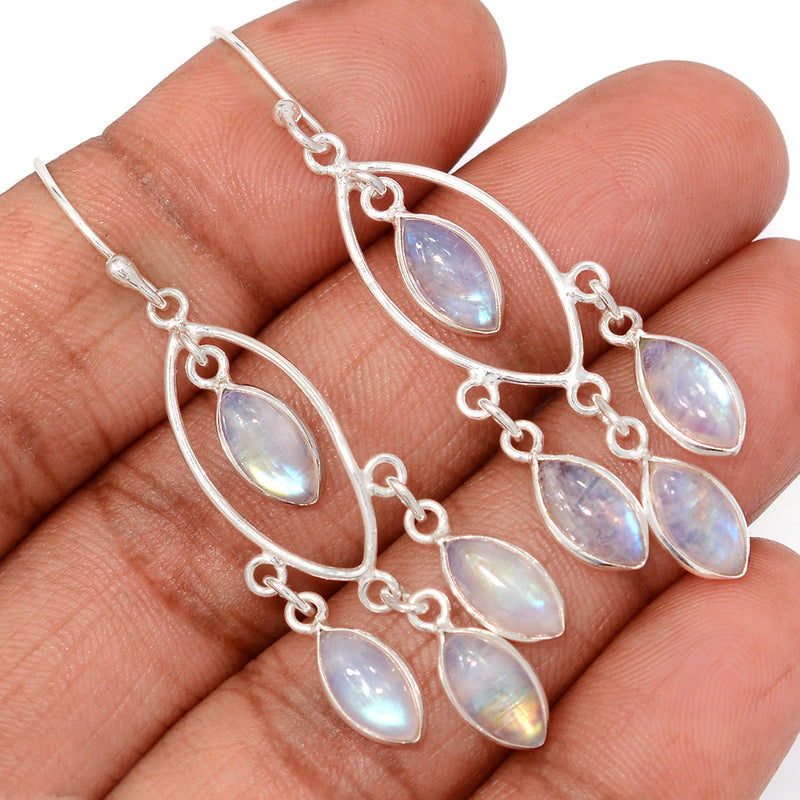 2.2" Jhumka - Rainbow Moonstone Earrings - DSNE354