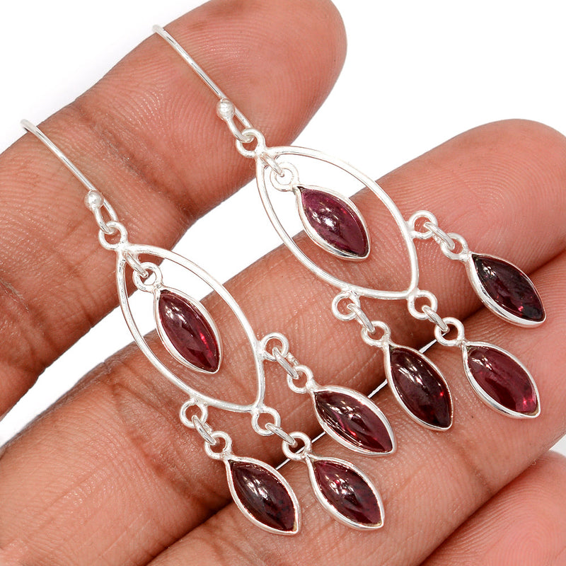 2.2" Jhumka - Garnet Cabochon Earrings - DSNE355