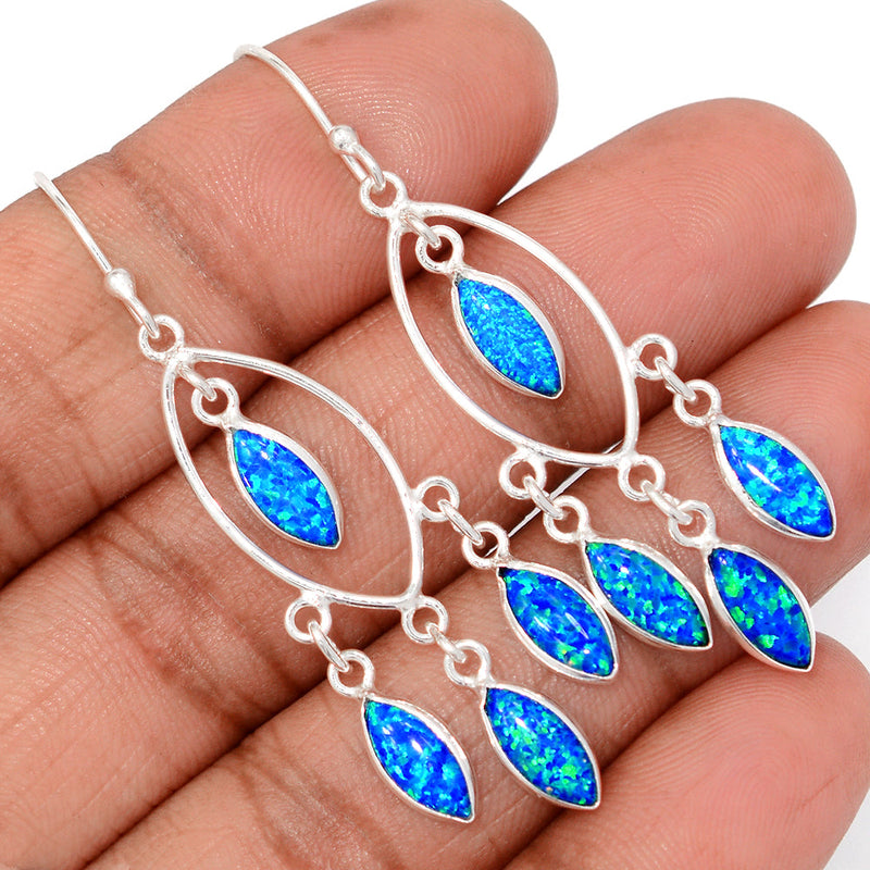 2.2" Jhumka - Lab Grown Fire Opal Earrings - DSNE358