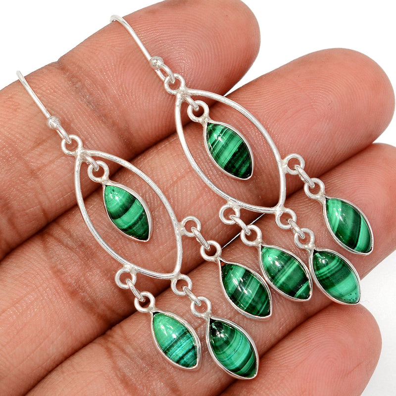 2.2" Jhumka - Malachite Earrings - DSNE363