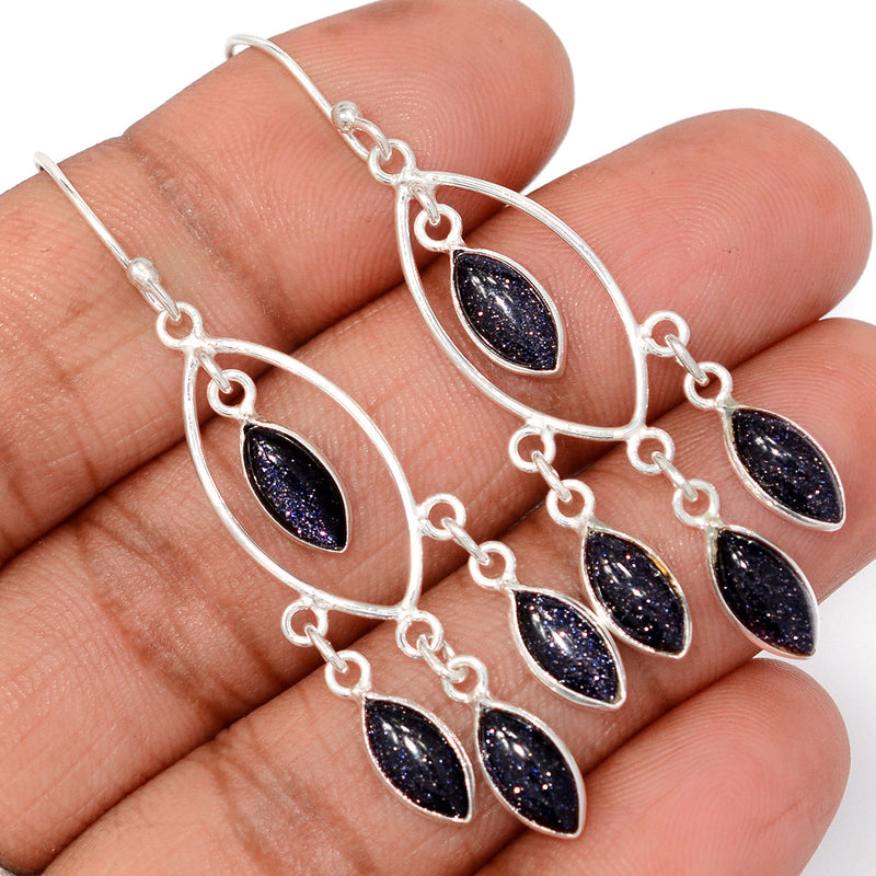 2.2" Jhumka - Blue Sun Star Earrings - DSNE364