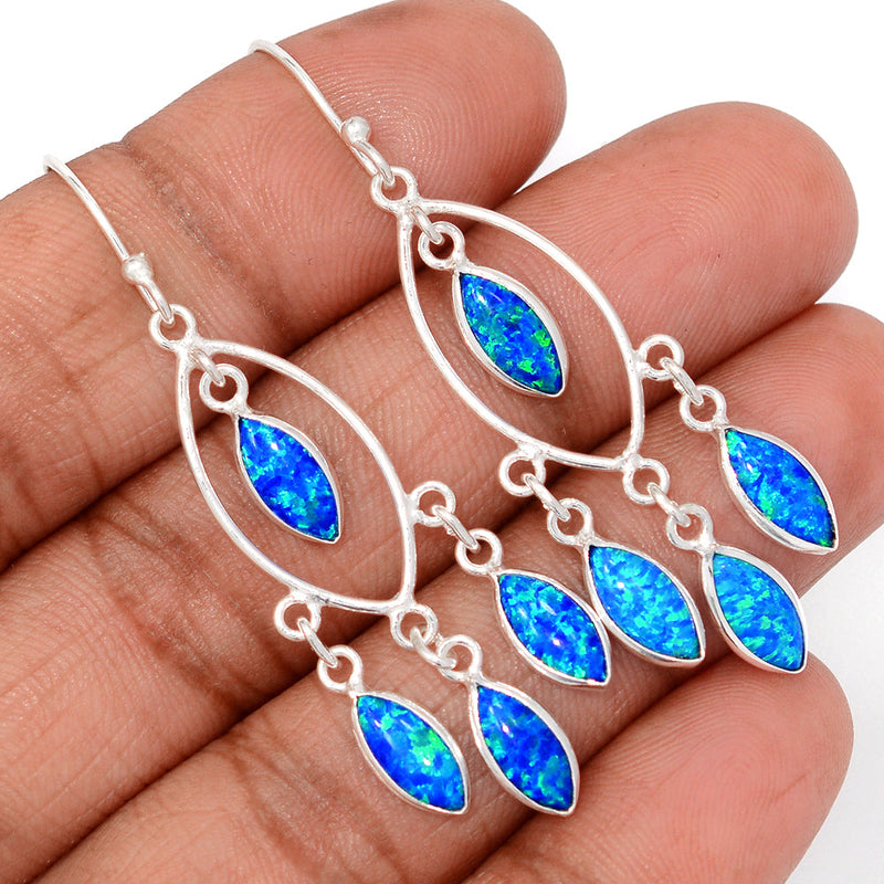 2.2" Jhumka - Lab Grown Fire Opal Earrings - DSNE367