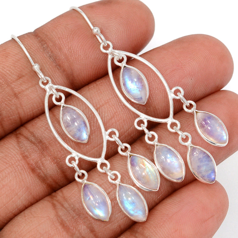 2.2" Jhumka - Rainbow Moonstone Earrings - DSNE369