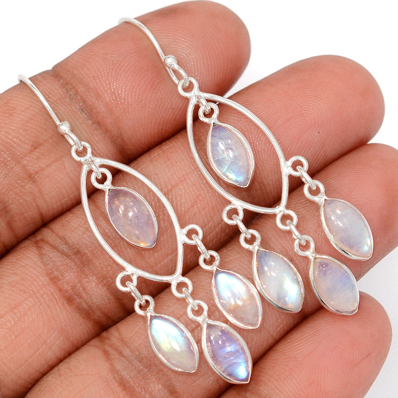 2.2" Jhumka - Rainbow Moonstone Earrings - DSNE371