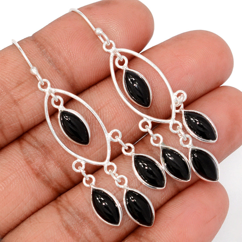 2.2" Jhumka - Black Onyx Earrings - DSNE373