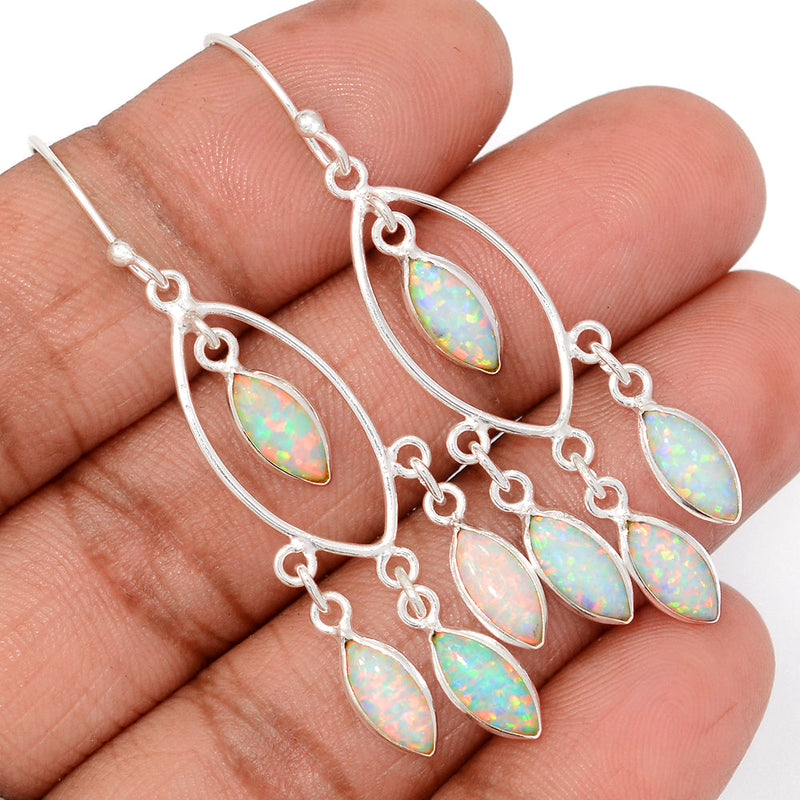 2.2" Jhumka - Lab Grown Fire Opal Earrings - DSNE376