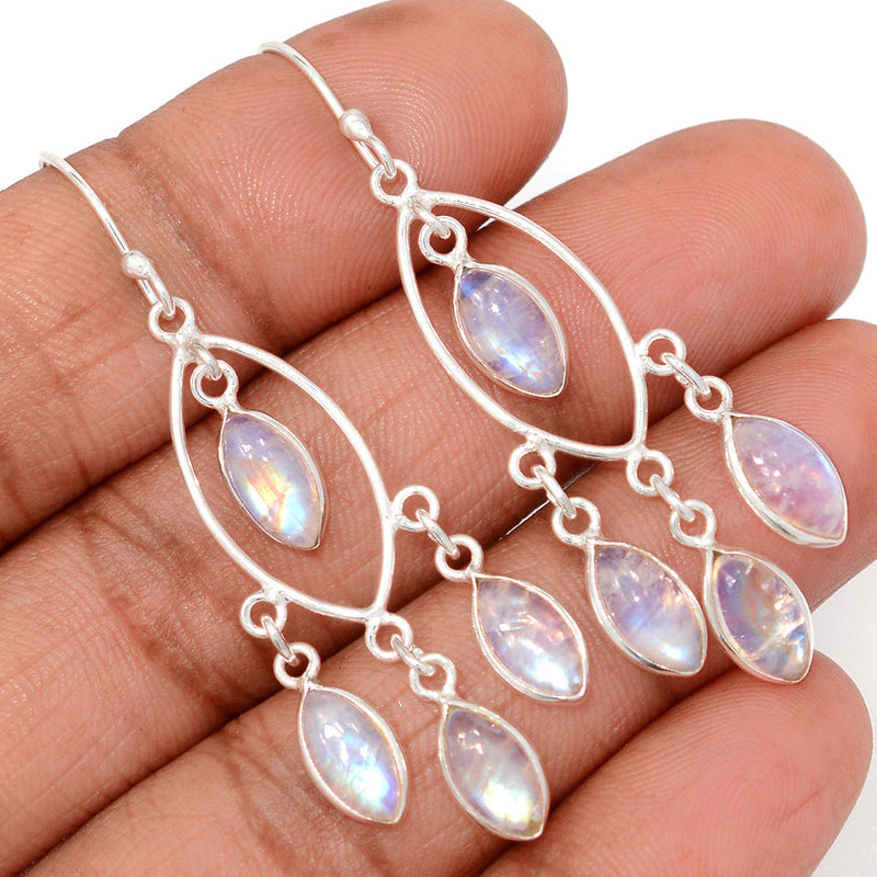 2.2" Jhumka - Rainbow Moonstone Earrings - DSNE377