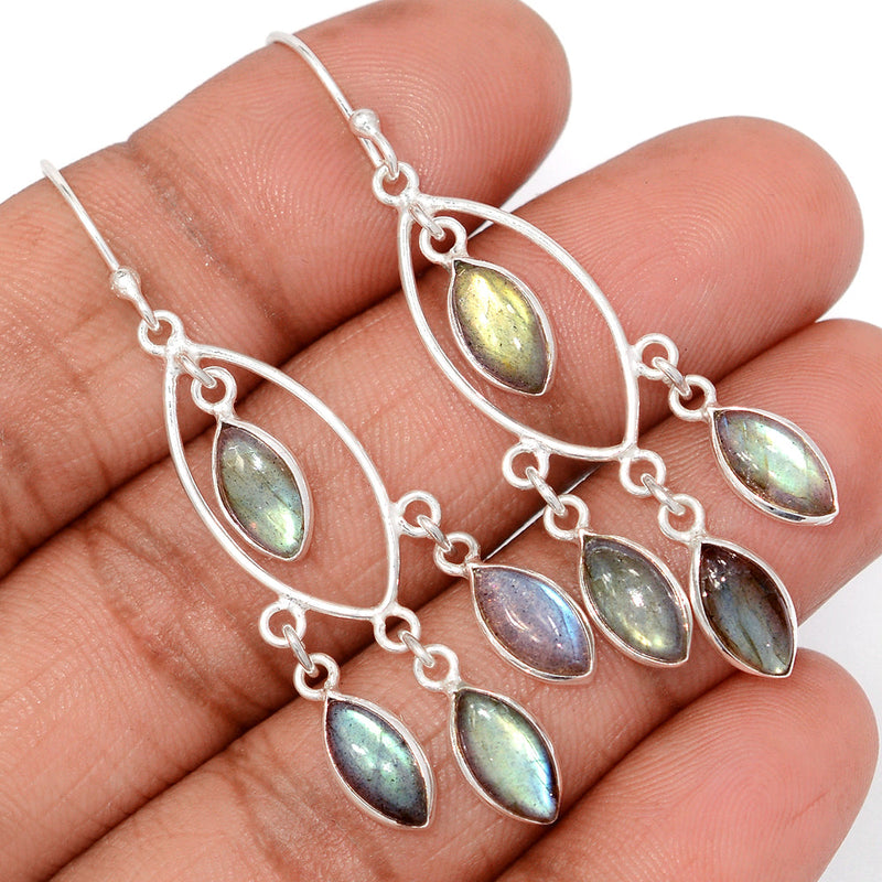 2.2" Jhumka - Labradorite Earrings - DSNE378