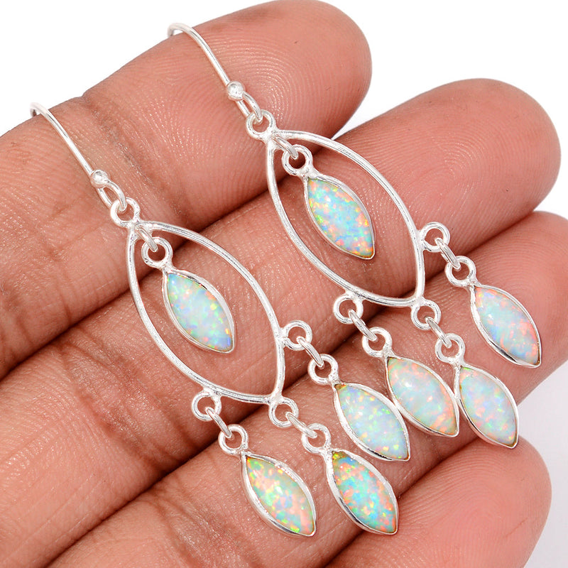 2.2" Jhumka - Lab Grown Fire Opal Earrings - DSNE380