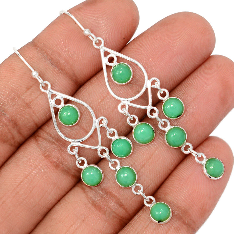 2.5" Jhumka - Chrysoprase Earrings - DSNE383