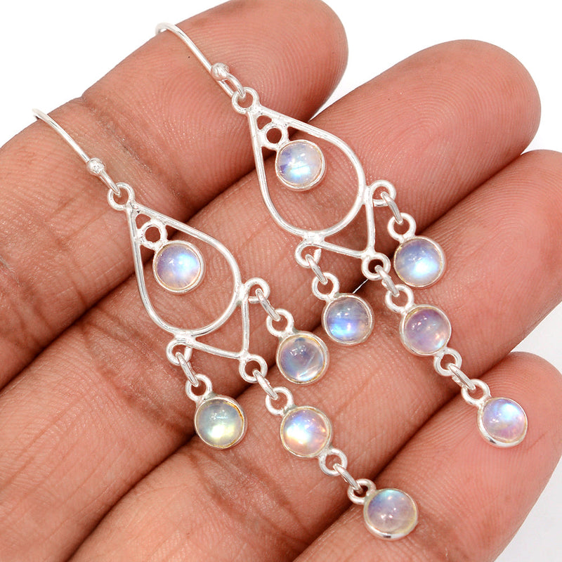 2.5" Jhumka - Rainbow Moonstone Earrings - DSNE384