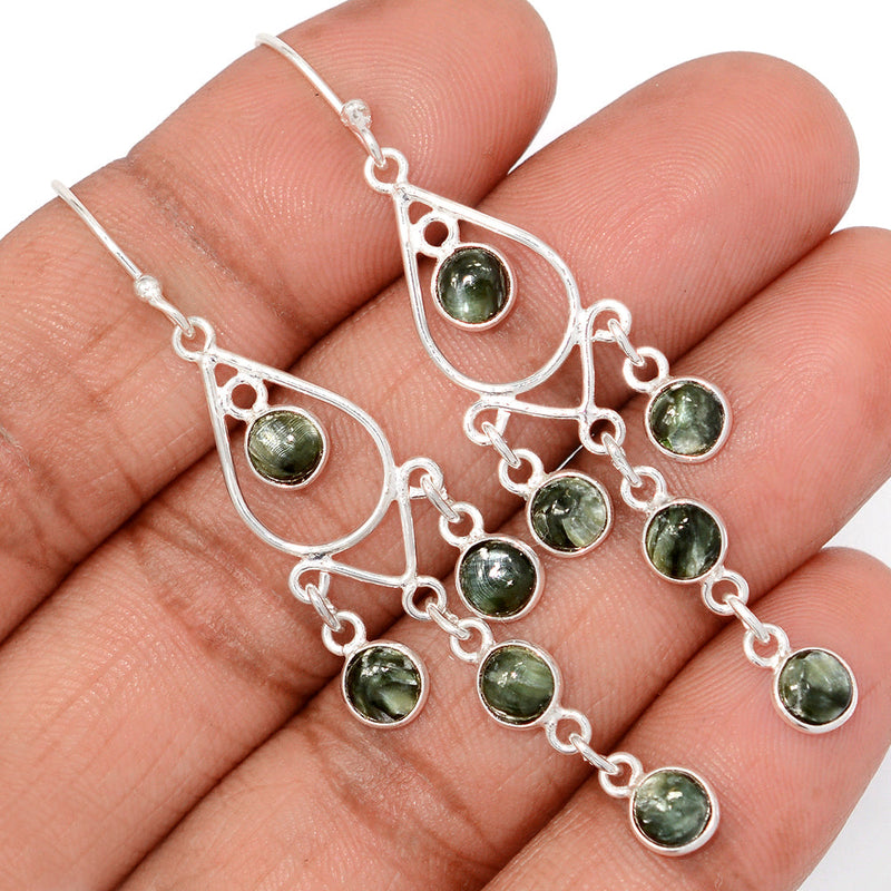 2.5" Jhumka - Seraphinite Earrings - DSNE386