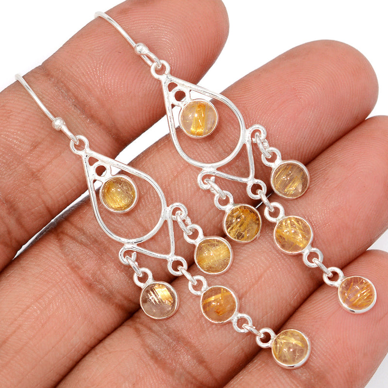 2.5" Jhumka - Golden Rutile Earrings - DSNE387