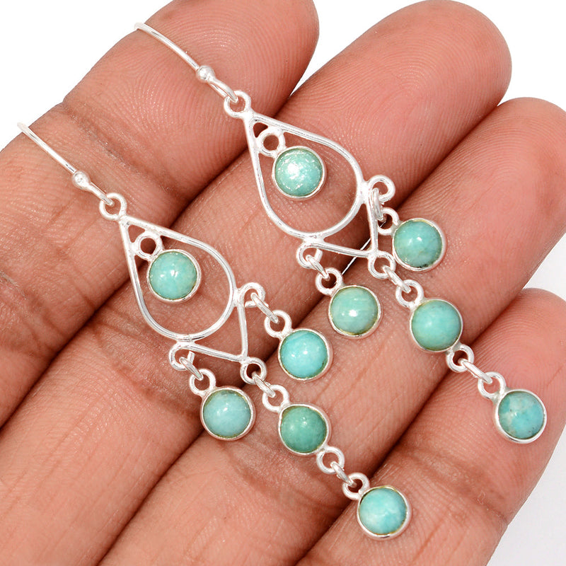 2.5" Jhumka - Peruvian Amazonite Earrings - DSNE389