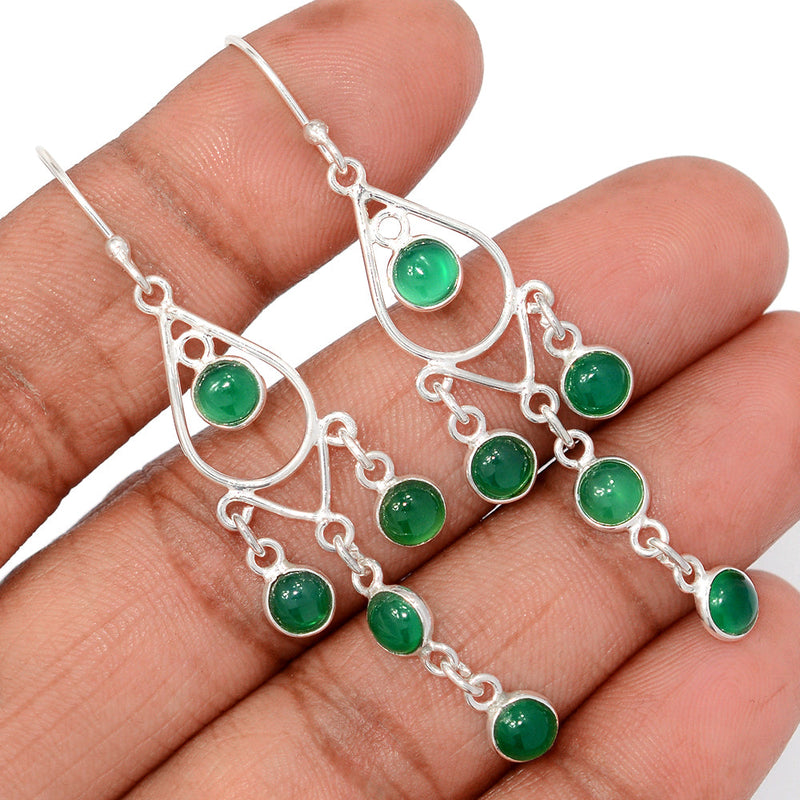 2.5" Jhumka - Green Onyx Earrings - DSNE394