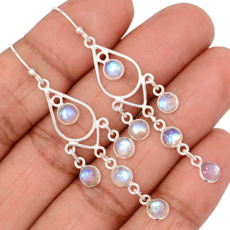 2.5" Jhumka - Rainbow Moonstone Earrings - DSNE400