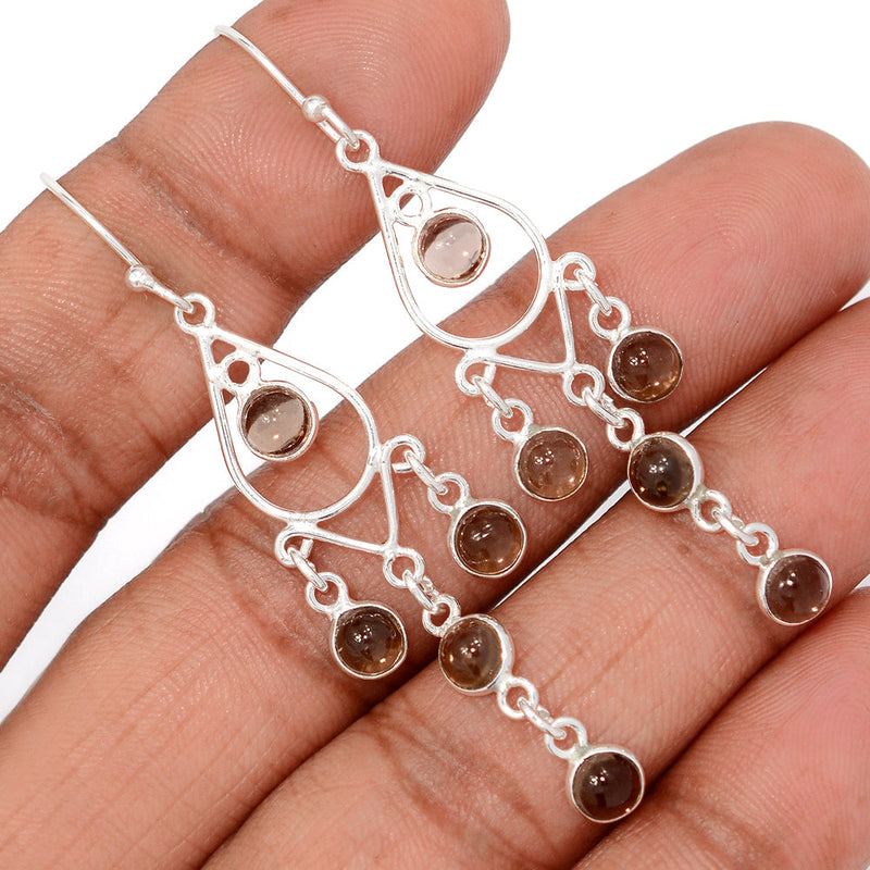 2.5" Jhumka - Smokey Quartz Cabochon Earrings - DSNE402