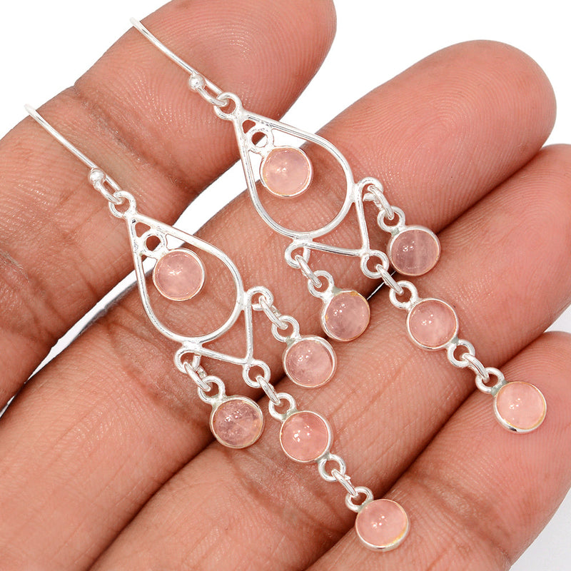 2.5" Jhumka - Rose Quartz Earrings - DSNE404