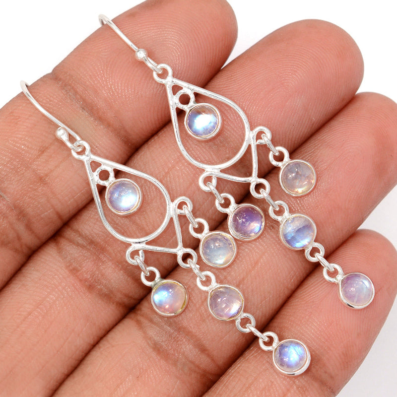 2.5" Jhumka - Rainbow Moonstone Earrings - DSNE406