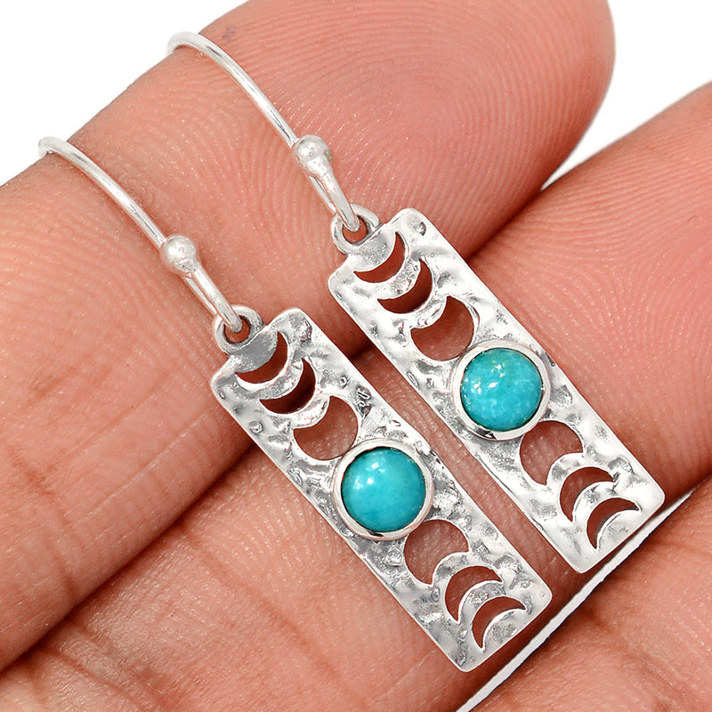 1.5" Phases Of Moon - Peruvian Amazonite Earrings - DSNE42