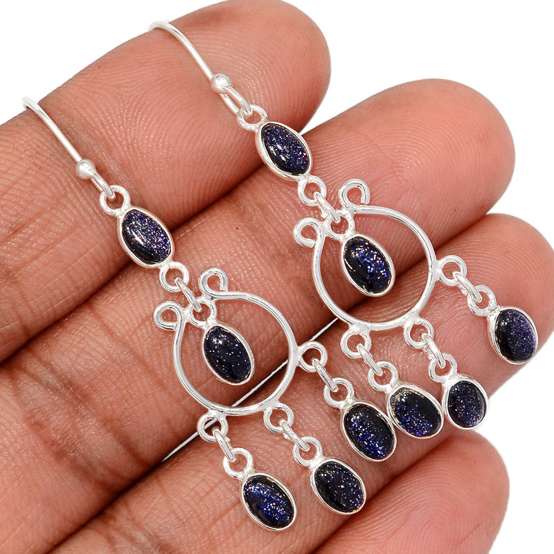 2.1" Jhumka - Blue Sun Star Earrings - DSNE593