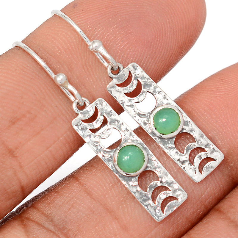 1.5" Phases Of Moon - Chrysoprase Earrings - DSNE59
