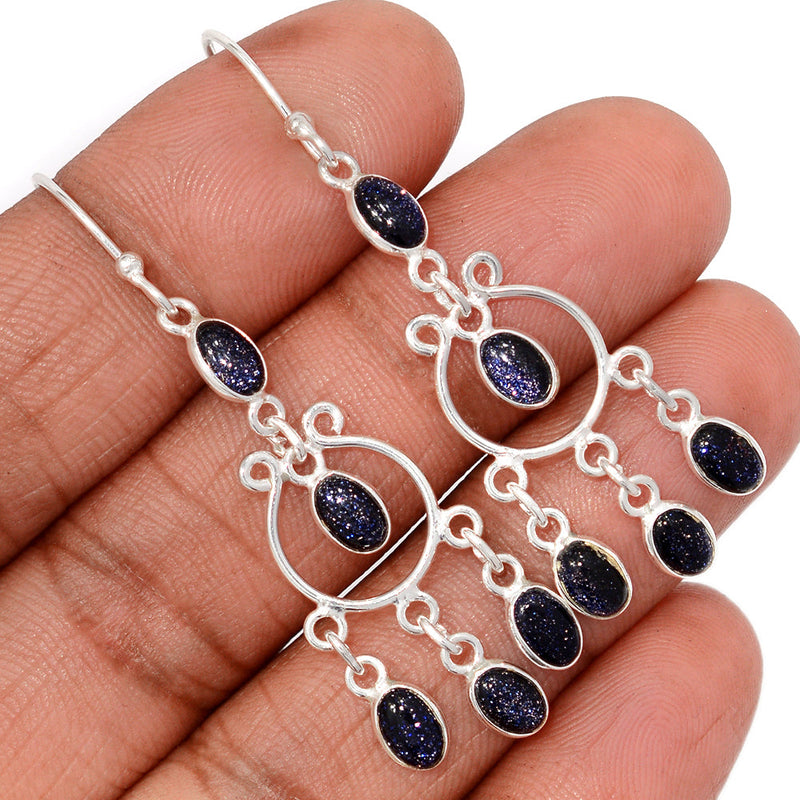 2.1" Jhumka - Blue Sun Star Earrings - DSNE600