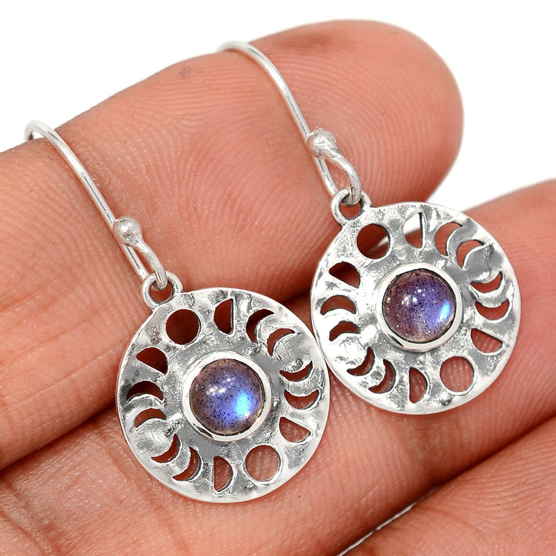 1.2" Phases Of Moon - Labradorite Earrings - DSNE64