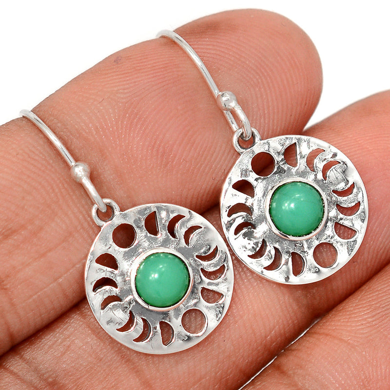 1.2" Phases Of Moon - Chrysoprase Earrings - DSNE68