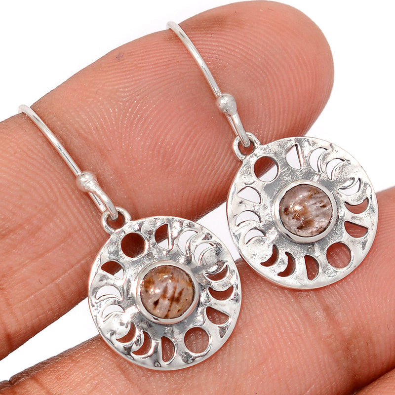 1.2" Phases Of Moon - Super Seven Cacoxenite Earrings - DSNE75